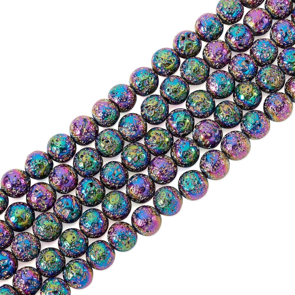 6549 230Pcs Natural Round Lava Stone Beads 8mm Rainbow Colorful Volcanic